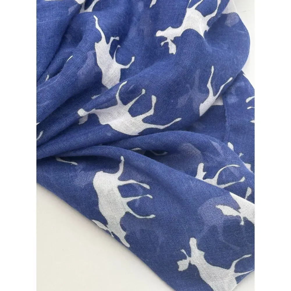 Norway · Nordic Moose Silhouette · Royal Blue White · Gauze Semi Sheer